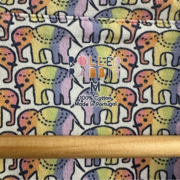 Roller Rabbit Pajama Top Button Up Elephant Rainbow Cotton Size Medium - Picture 5 of 6